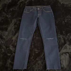 American Bazi Navy Skinny Jeans with Knee Slits